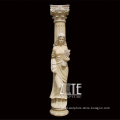 Hand Carved European Style beige marble decorative house columns pillar